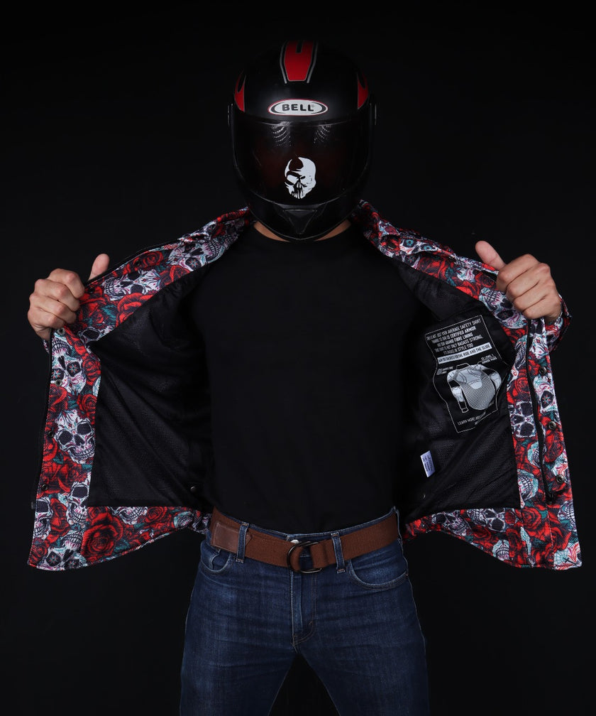 Road Armor™ Protective Biker Shirt - Mesh Plaid Flannel Shell, Kevlar ...