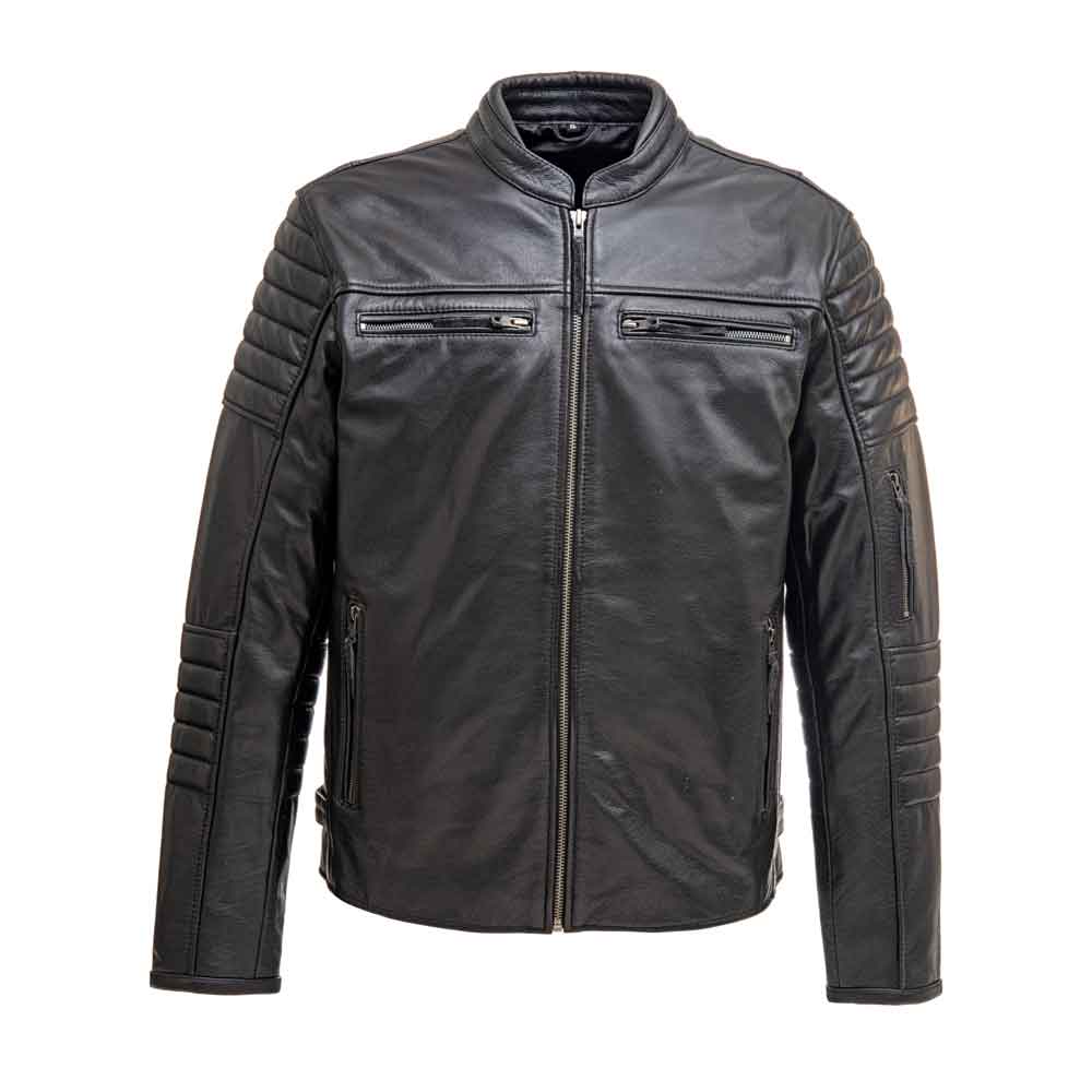 TRIPLE FLEX PADDING] Enforcer™ Leather Biker Jacket - Skull Riderz